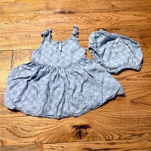 Rylee + Cru Blue Checkered Dress Set